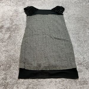 BCBGeneration Shift Dress Womens 10 Gray Cap Sleeve Midi Lined Zip Wool Soft